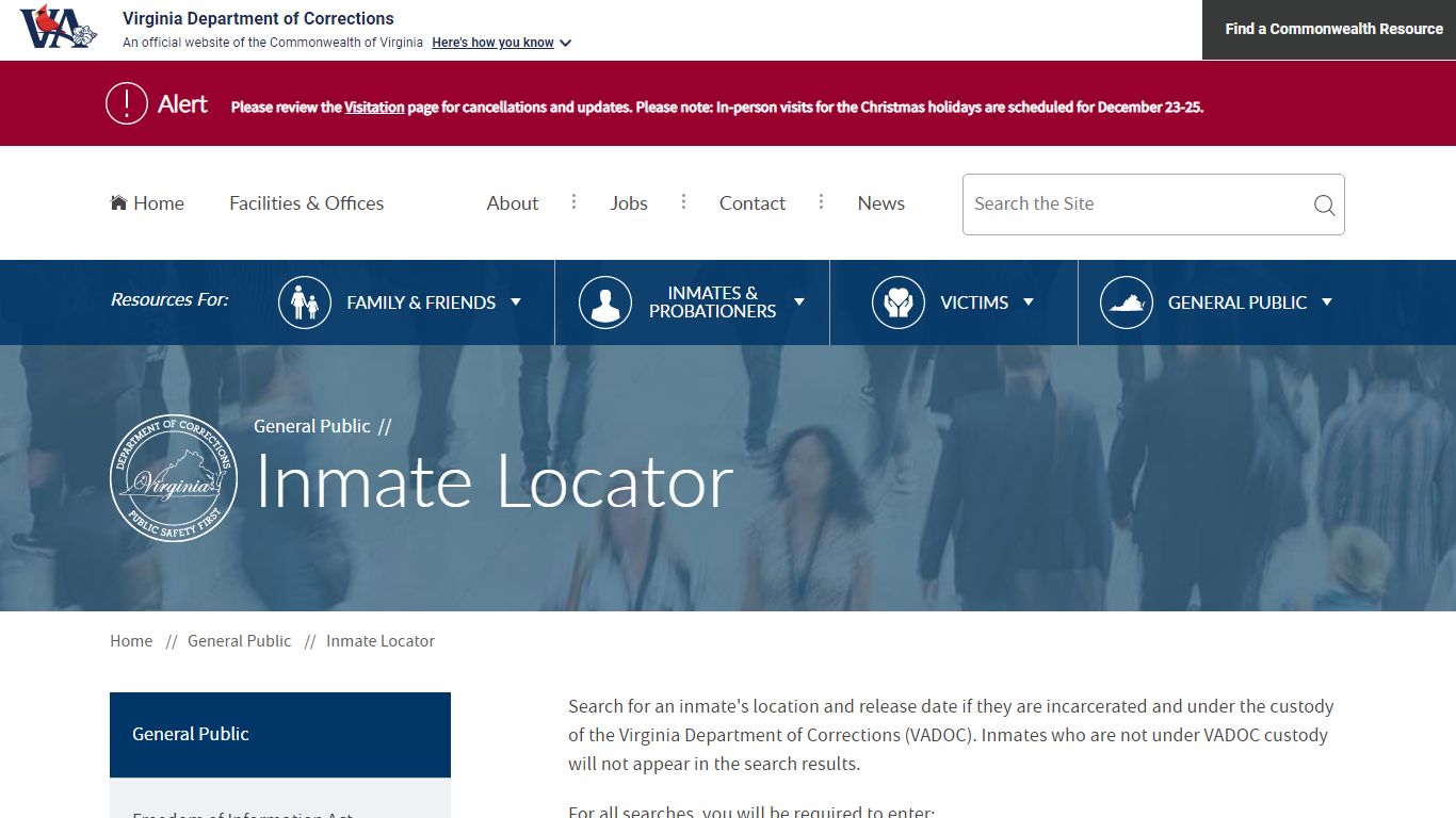 Inmate Locator — Virginia Department of Corrections